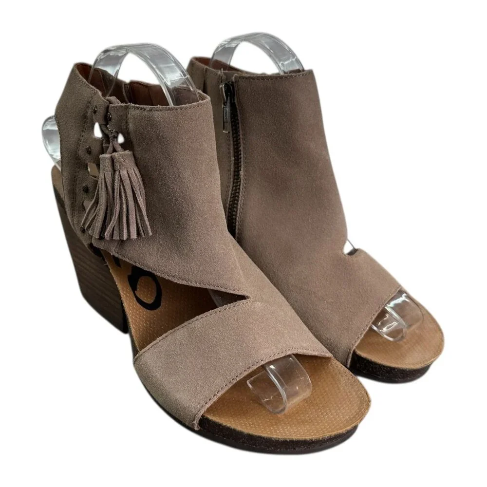 OTBT Flower Child Wedge Sandals in Desert (Tan) Leather w Fringe Women's Size 9M - Picture 2 of 12